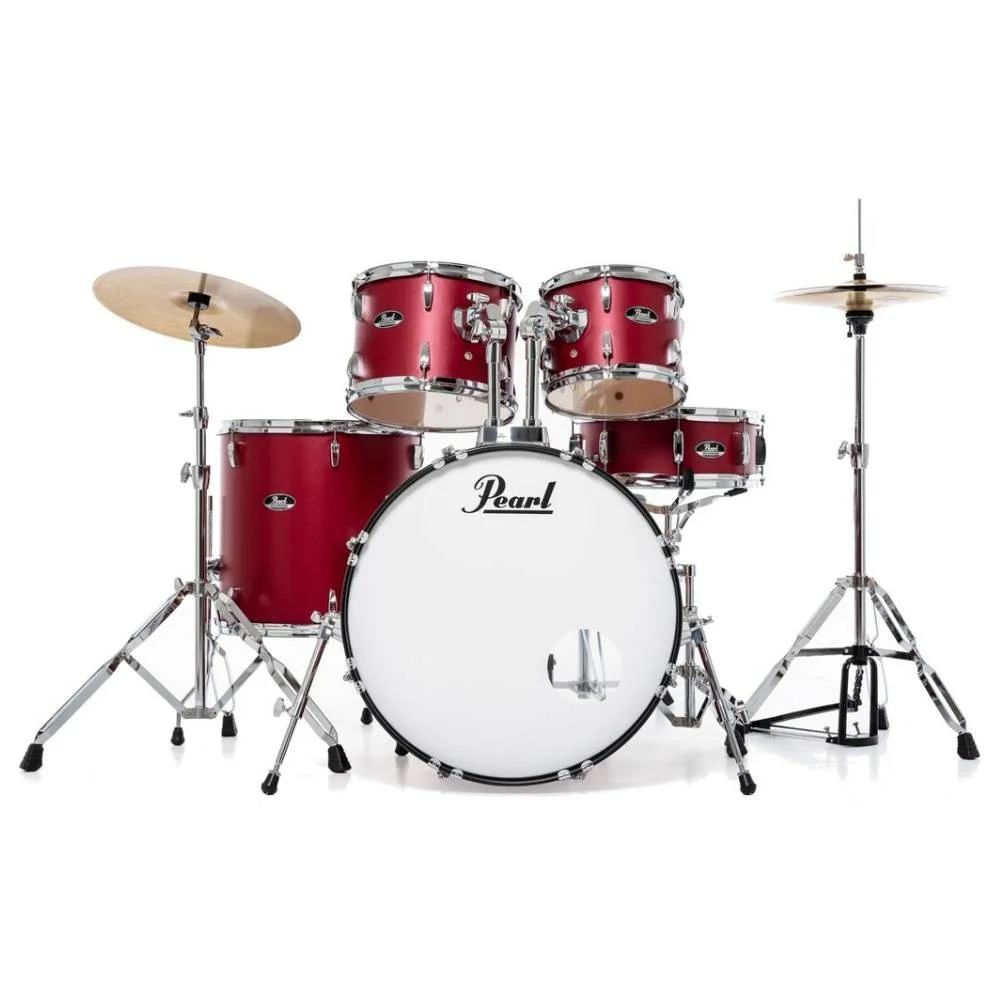 PEARL RS525SBC/C747 Roadshow Matte Red 5 Parça (22B/10T/12T/16F/14S) Aksamlı ve Zilli Akustik Davul Seti