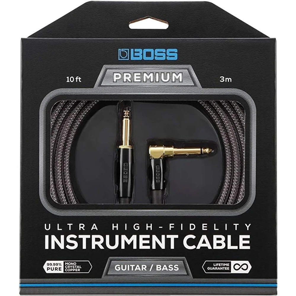 BOSS BIC-P10A Premium L/L Uç 3 Metre Gri Enstrüman Kablosu