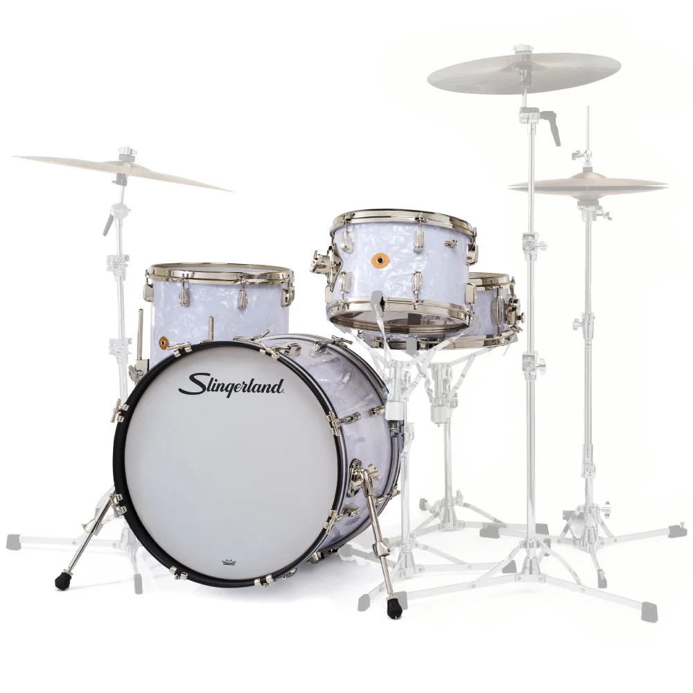 SLINGERLAND Radio King Outfit White Marine Pearl Wrap 4 Parça (20B/12T/14F/14S) Akustik Davul Seti